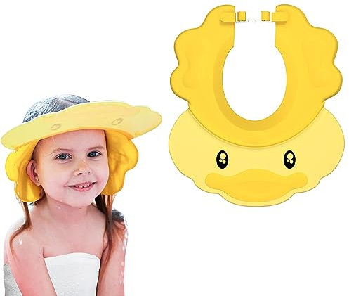 NUDFSY Shower Cap for Kids,Hair Washing Aids for Kids,Kids Hair Washing Shield,Adjustable Hair Washing Shield, Kid Shampoo Cap And Visor for Kids Eyes And Ears Protector(Duck Yellow)
