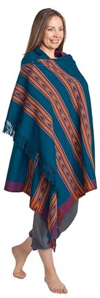 Om Shanti Crafts Meditations- oder Gebetsschal oder einfarbige Decke, Wollschal / Wickeltuch, Oversize-Schal, Unisex, Pfau, 7.5' x 3.5'