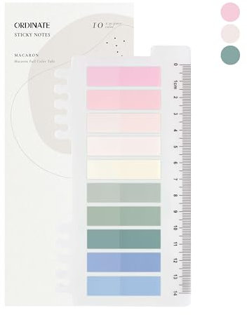 Haftnotizen in Ordinate 200 Stück Transparente Klebezettel, Haftstreifen, Haftmarker, selbstklebend, für Büro, Schule und Markierungen (G - Macaron)