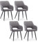 CLIPOP Esszimmerstühle, 4er Set, Polsterstühle mit Armlehnen, Metallbeine, Leinen Bezug, Leinen Helllgrau, bis 150 kg belastbar, für Arbeitszimmer, Wohnzimmer, Schlafzimmer (4er, Leinen Hellgrau)