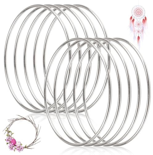 Svalor Metallringe zum Basteln, 10 Stück Traumfänger Ringe Makramee Metall Ringe für Wickeltechnik, Traumfänger, Floristik, Hochzeitskranz, Hoops (10cm Silber)