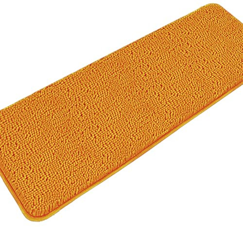 PureSwan Badezimmerläufer, rutschfest, extra groß, lang, saugfähig und waschbar, dicker Chenille-Badteppich für Badezimmer, Dusche, Waschbecken (Orange)