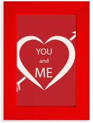 Bilderrahmen mit Aufschrift You And Me, Rot / Weiß