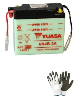 Compatible avec Yamaha DT 400 dal 1975 al 1977 Batterie 6N4B-2A YUASA FOURNIE COMPLÈTE pour Utilisation 4AH AMPÈRE 12VOLT Moto Scooter SPÉCIFICATION 102X48X96MM