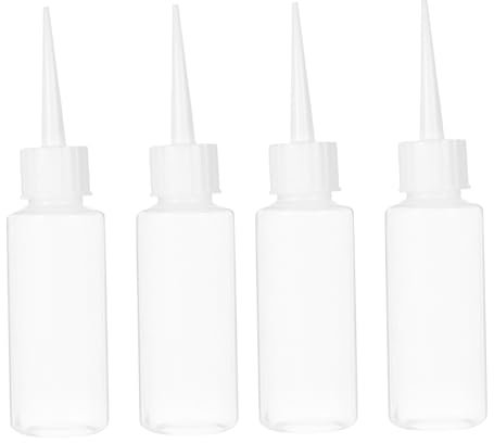 TEHAUX Lot De 4 Bouteilles Compressibles Souples En Plastique De 50 Ml Blanches, Distributeur De Colle Liquide Et Flacon De Précision Pour Bricolage, Artisanat Et Projets Diy