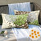 Kissenbezug 30x50cmcm 2er Set Wasserdicht Kissenbezug Outdoor Sofakissen Braun und Grün Dahlie Blumen Muster Geometrie Sommer Kissenbezug Modern Leinen für Garten Sofa Wohnzimmer Bett
