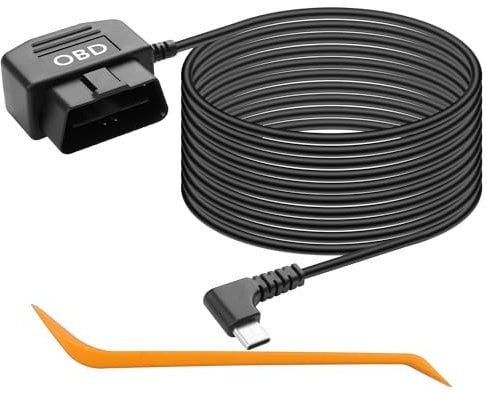 CERRXIAN 11.5 Foot Micro OBD Power Cable for OBD 90 Degree Type C Driving Recorder 24 Hours/AC Mode (Type C L)