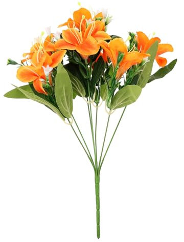 CRAFTHROU Künstliche Lilie Realistisches Grün Künstliche Lilie Realistische Pflanze Lebensechte Lilie Blumendekoration Lilie Kunststoffstrauß Realistische Falsche