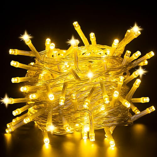 CNMTCCO Fairy Lights, 50 LEDs Battery Operated String Lights for Indoor Outdoor Bedroom Lighting, Wedding Decor, Party, Garden, Christmas, Tree Decoration (5M/16.4FT Warm White)