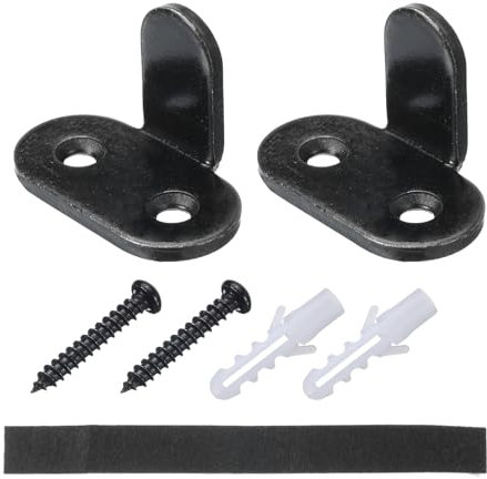 sourcing map 2pcs Barn Door Floor Guide, Carbon Steel Sliding Barn Door Hardware, Flat Bottom Track Guide Swing Stopper Fit for Bypass Closet Pocket Doors Non-Slotted Floor Guide, Black