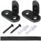 sourcing map 2pcs Barn Door Floor Guide, Carbon Steel Sliding Barn Door Hardware, Flat Bottom Track Guide Swing Stopper Fit for Bypass Closet Pocket Doors Non-Slotted Floor Guide, Black