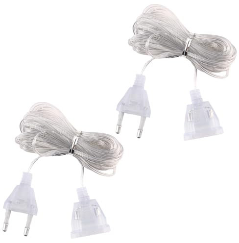 Beiyan 2er Set Verlängerungskabel Dünn, Eurostecker Verlängerung 3,0m, Verlängerungskabel Flach, Verlängerungskabel Dünnes Kabel 220V für LED-Licht, Fensterdurchführung Stromkabel