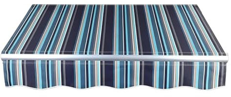 Tenda da sole retrattile per esterni, in tessuto, di ricambio, impermeabile, per giardino, terrazza, cortile, terrazza, blu 5 x 2 m