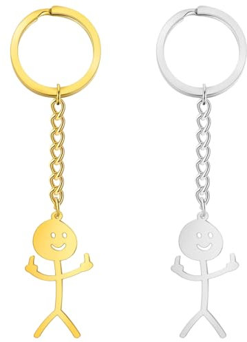 2 Stück Mittelfinger,Schlüsselanhänger Lustig,Smile Geschenke Keychain,Kleiner Lustiger Smiley,Anhänger Gesondere Coole,Erinnerungs-Schlüsselanhänger,Face Finger Friend Geschenk,Keyrings Lächelndes
