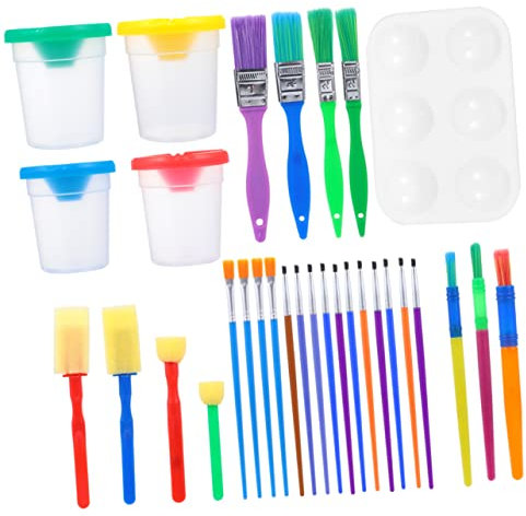 HAWILLOSCH Boys and Girls Painting Tools Art Tool Kit Paint Cups Palettes Tray and Paint Supplies for Boy Girl's Craft Supplies and Brushes