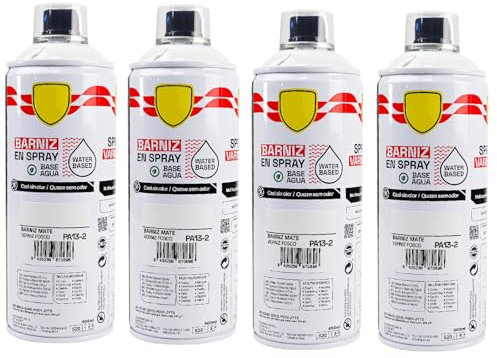 various - Pintura Spray Base Agua 400ml,Ecológica y Sin Olor,Para Muebles,Metal,Plástico y Madera,Colores Duraderos,Cobertura Uniforme - Barniz Mate,4 unidad