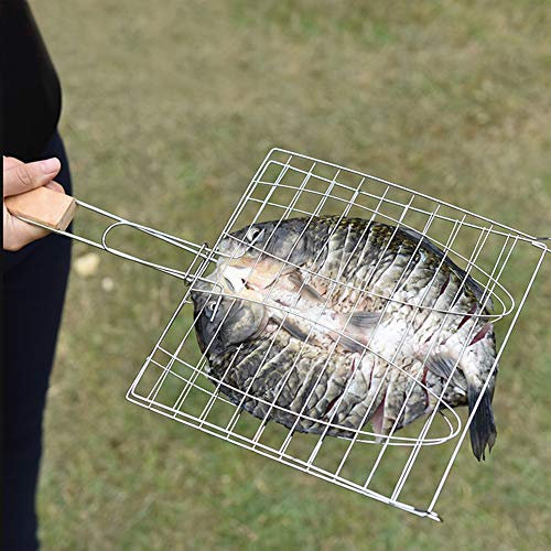 Grillkorb mit antihaftbeschichtetem Edelstahl-Grillnetz, 17x9x0.6 Zoll