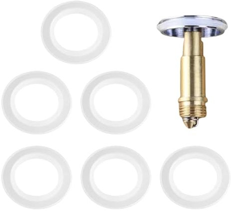 Juego de 6 arandelas de repuesto para tapón de fregadero, junta de tapón de baño, repuesto de tapón de baño, tapón de baño, junta tórica de goma, kit de sellado de residuos de lavabo (tamaño: 38 mm)