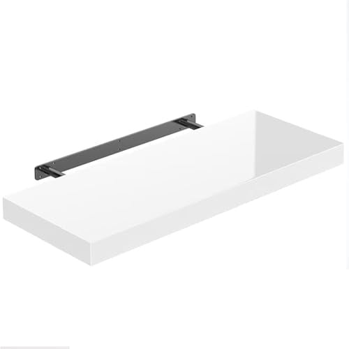 Shelfinity 1pc White Floating Shelves for Wall | 40cm High Gloss Modern Wall Shelves | For Bedroom Living Room Bathroom Kitchen Office | Floating Shelf Unit Ideal for Display & Storage