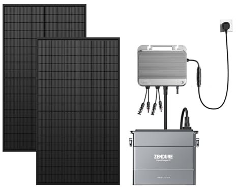 Zendure SolarFlow 800 Micro-onduleur Hybride Intelligent 1200W MPPT, Puissance AC bidirectionnelle de 800 W, avec Panneau solaire Bi-facial 1118W, avec AB2000S Batteries (Installation Facile)