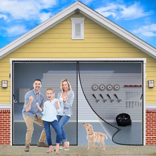 Tenda zanzariera, 225x180cm Magnetica Zanzariere su Misura Chiudi Automaticamente Impedendo Insetti di Entrare per Porte Scorrevoli, Garage JPP1k Nero