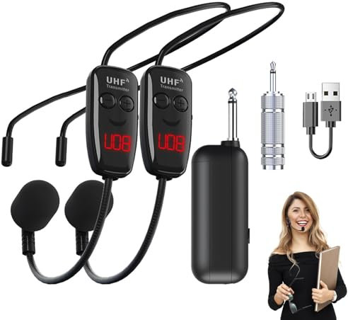 Mícrö Casque Sans Fil - ÚHF Mícrö - Wireless Microphone Serre Tête, Avec Affichage Numérique LED, Mícröphone Sans Fil Rechargeable Pour L'amplification De La Voix Lors De Conférences De Fitness