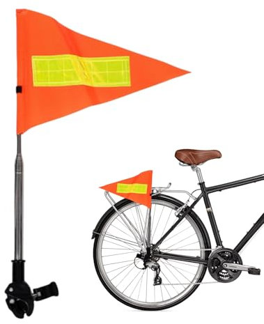 Fahrradflagge Mit Pole Zur Sicherheit,Reflektierende Sichtbarkeitsflagge,Kinder Fahrradfahne,Fahne Fahrradanhänger, Dreieckige Sicherheitsflagge Für Fahrräder Mit Stange,Wasserdichtes Wimpelzubehör