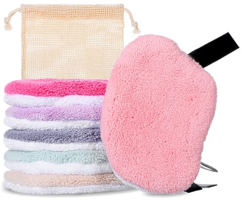 YUXMU 6 Stück Abschminkpads Waschbar, Wiederverwendbare Mikrofaser Gesichtstuch Make up Entferner Tücher mit Wäschesack aus Netzstoff für Alle Hauttypen