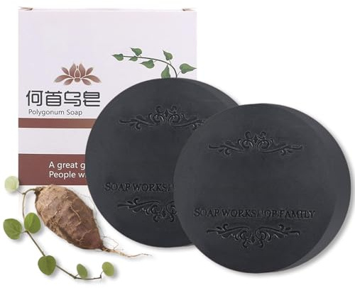 Polygonum Multiflorum Shampoo Soap, He Shou Wu Shampoo Seife, Schwarzes und Dickes Haar Polygonum Bar, Natürliche Polygonum Haarseife, Fördert das Haarwachstum und verhindert Haarausfall (2 Stück)