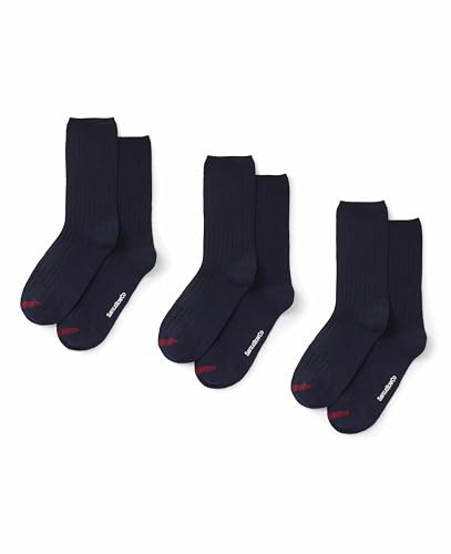 THE SAVILE ROW COMPANY LONDON Men's Luxury Combed Cotton-Blend Dress Socks - Pack of 3-43-46 - Navy/Contrast Burgundy Strip