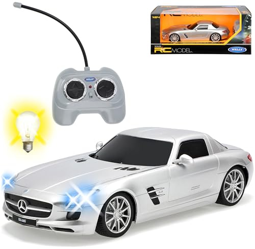 alles-meine.de GmbH Mercedes-B SLS AMG Coupe Silber C197 RC Funkauto 1/24 Welly Modell Auto