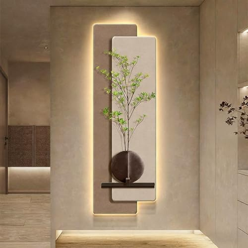 BEBANE Decorazione Murale Con Pianta Verde Arenaria A LED, Decorazione Murale Artistica 3D Con Luci A LED, Adatti Per Soggiorno E Camera (A)