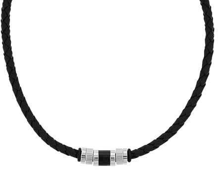 Tom Tailor Kette mit Anhänger für Herren, Edelstahl und Kautschuk und Leder, 47+5 cm, braun, Geschenkidee, Halsschmuck, Herrenschmuck, 2100702