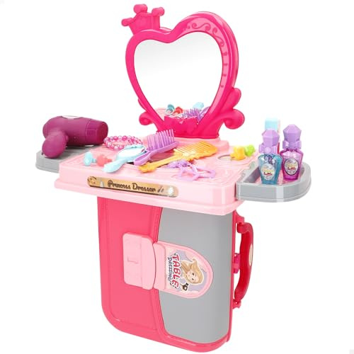 COLORBABY My Home Schminktisch, 3-in-1, Kinderkoffer mit Spiegel, Rosatöne, Schönheitszubehör, Maße 27 x 10 x 23 cm, Nachbildungsset, Geschenke für Mädchen 3 Jahre (39555)