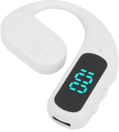 Tosuny Ohrbügel Kopfhörer, Kabelloses Einohr Headset mit Mikrofon mit Geräuschunterdrückung, Digitalanzeige, 180° Drehbar, Geringe Latenz, Headset für i OS und (White)