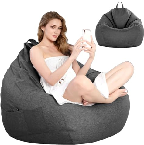 LOMUG Sitzsack XL, Sitzsäcke Tropfenform nur Bezug (ohne Füllung) Sitzsackstuhl für Erwachsene Kinder, Bean Bag Chair Gaming Sitzsack Bezug für Kinderzimmer Sofa Stofftiere Outdoor Deko, 100x120 cm