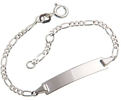 Silberketten Store Baby- & Kinder ID Armband inklusive Gravur & Geschenksäckchen I aus 925 Silber gefertigt I nickelfrei für Allergiker geeignet I 10 verschiedene Schriftarten I 15 cm