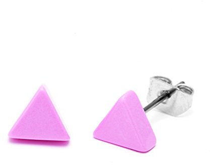 Chic-Net Ohrstecker Dreieck dick bunt 6 mm Acryl Unisex Ohrringe Edelstahl nickelfrei lila