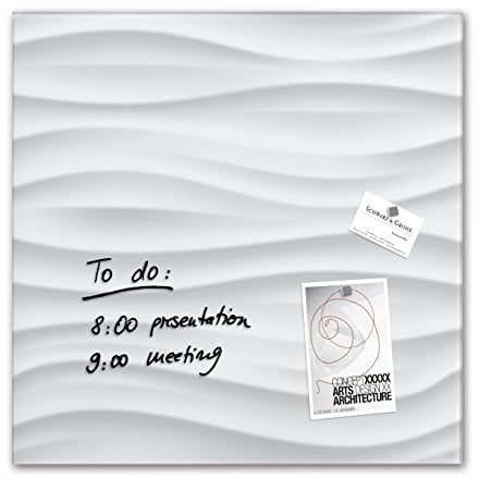 SIGEL GL256 Tableau magnétique en verre premium, surface brillante, 48 x 48 cm, verre de sécurité, montage facile, 3 aimants néodyme inclus, super blanc - Artverum