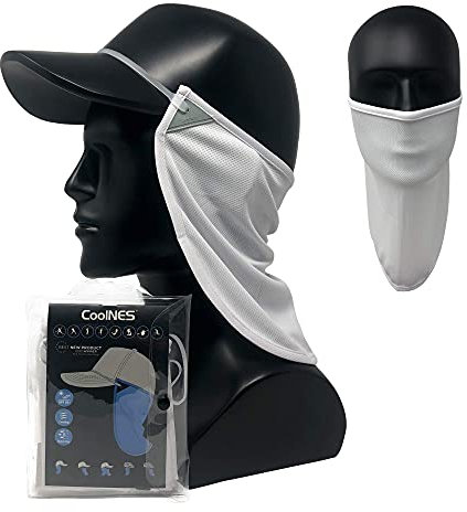 CoolNES Sonnenschutz für Nacken und Ohren | Abnehmbar & Einheitsgröße Kopfband Nackenschutztücher für Kappen | UVB 50+ | 5 Farben | 2020 Version (White)