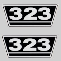 IHC Aufkleber International 2x Typenaufkleber 323 Logo Emblem Sticker Label ca. 21x9,5cm
