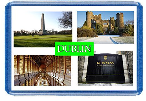 Dublin - Postcard-Style Design - 7cm x 4.5cm - Novelty Tourism Fridge Magnet.