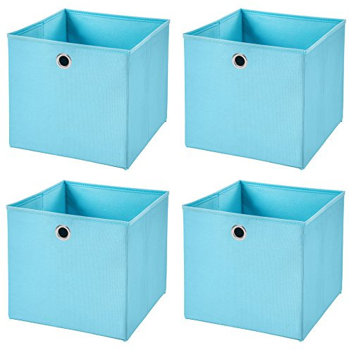 StickandShine 4er Set Hellblau Faltbox 28 x 28 x 28 cm Aufbewahrungsbox faltbar