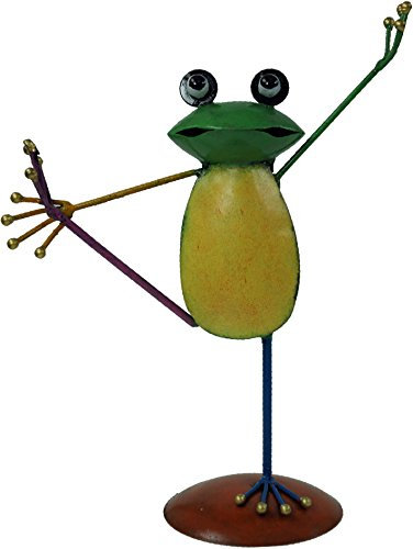 GURU SHOP Deko Frosch, Yogafrosch aus Buntem Metall - Design 2, Mehrfarbig, 23x19x8 cm, Tierfiguren