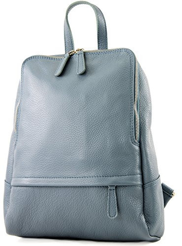 modamoda de T138 Damen Leder Rucksack Handtasche handmade in Italy, Farbe:Taubenblau