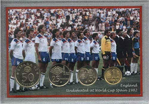 historicgiftsets England (The Three Lions) Vintage Football World Cup Spain Espana 82 Retro Coin Present Display Gift Set 1982