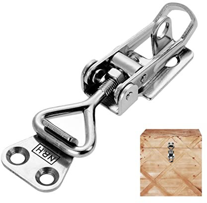 SUS 304 Stainless Steel Adjustable Toggle Clamp, 5608A Quick Release Pull Clip for Tool Box Case Chest Door, Trunk Latch Heavy Duty Catch Hasp with Lockhole
