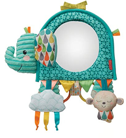 INFANTINO Go Gaga Elephant Activity Mirror, Activity-Spielzeug mit Spiegel, sensorisches Spielzeug für Tummy Time Zuhause oder für Auto, Buggy oder Kinderbett