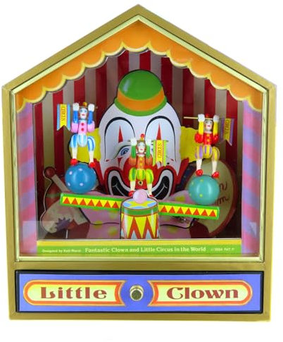 Spieluhr / Spieluhr aus Holz mit Zirkus Clowns auf Schaukel und 18 Noten Federmechanismus (Ref: 64-066) Johannes Brahms Wiegenlied
