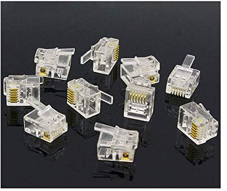 10 conectores modulares 6P6C de 6 pines y 6 contactos RJ11 para teléfono, conector RJ11